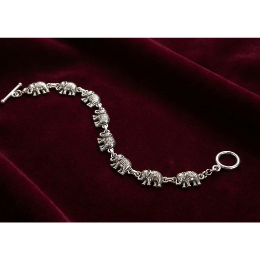 Antique Elephant Heritage 925 silver Bracelet