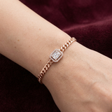 Emerald-Halo Curb Link 925 Silver Bracelet