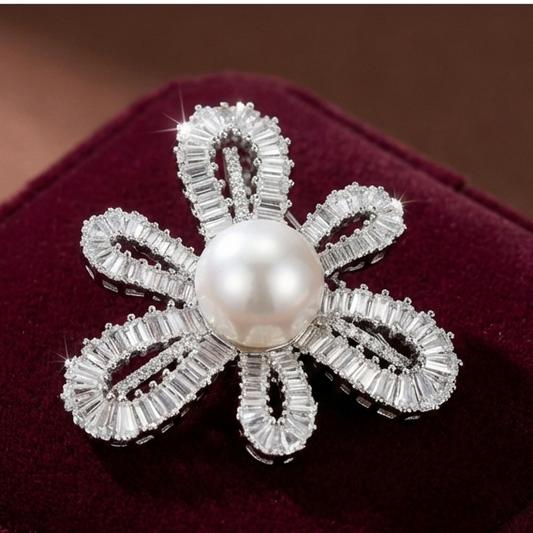 Pearl Blossom 925 Silver Brooch