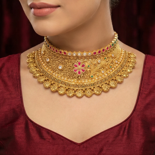 Signature Antique Gold-Plated 925 Silver Bridal Choker