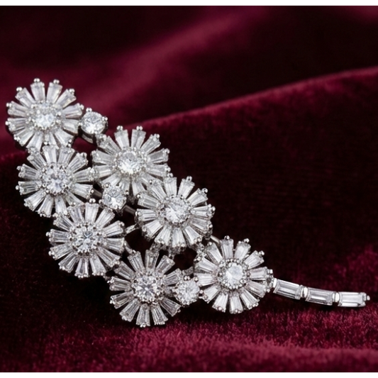 Floral Statement 925 Silver Brooch
