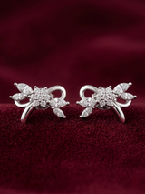 Sparkling Ribbon Bow Floral 925 Silver Studs