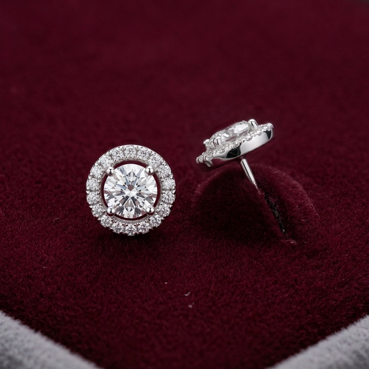 Eternal Halo Solitaire 925 Silver Studs