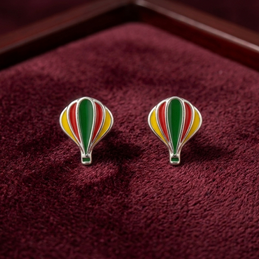 Vibrant Hot Air Balloon Enamel 925 Silver Studs