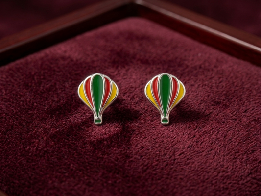 Vibrant Hot Air Balloon Enamel 925 Silver Studs