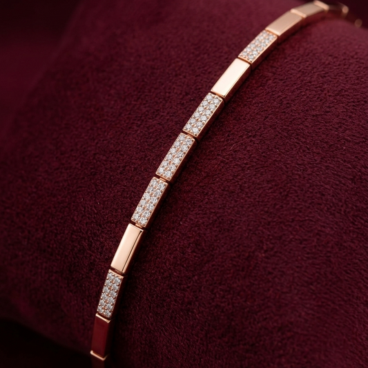Rose Gold Geometric Link 925 Silver Bracelet