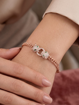 Dual Panther Bracelet with Emerald Eyes 925 Silver