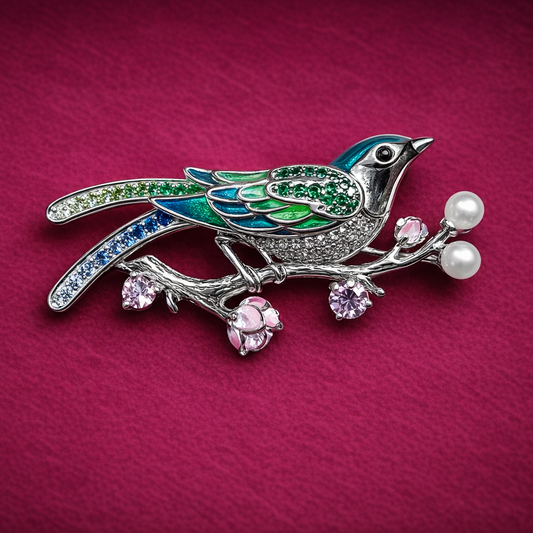 Enchanted Bird 925 Silver Brooch | Single Edition