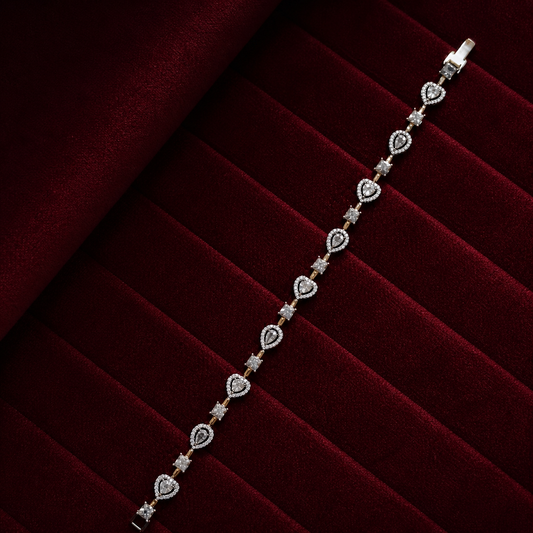 Radiant Heart & Solitaire Halo 925 silver Bracelet
