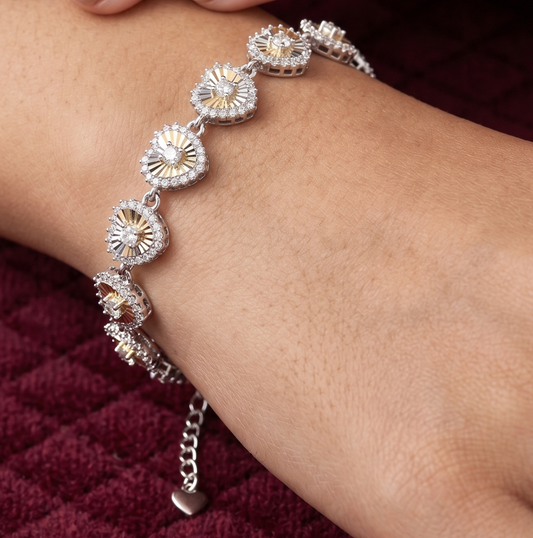 Heart Halo 925 Sterling Silver Bracelet