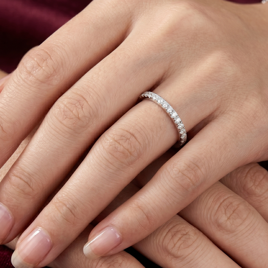 Serenade Half-Eternity Pavé Band – Premium 925 Silver