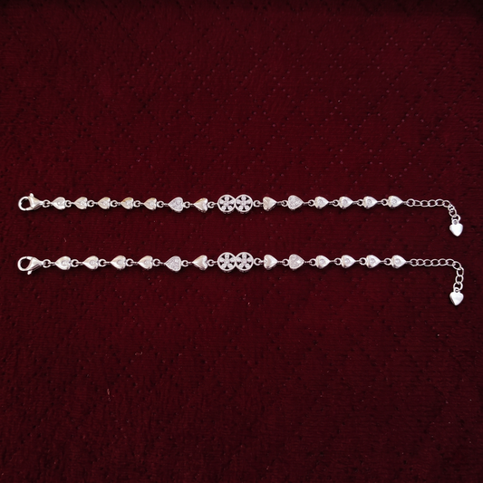 Amore Infinity Heart Charm 925 Silver Anklet