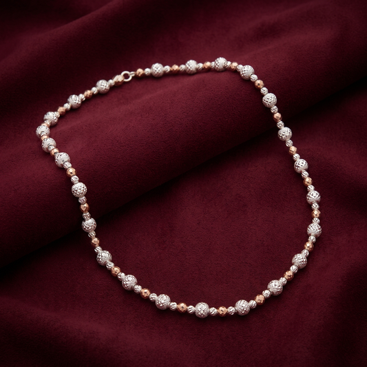 Lumina Two-Tone Diamond-Cut Bead Chain Necklace in 925 Sterling Silver