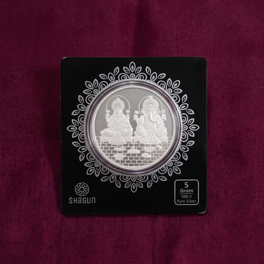 999.9 Pure Silver Laxmi-Ganesh "Shagun" Round 5 Gm Coin
