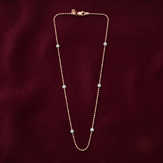 Two-Tone Station Chain in 925 Sterling Silver