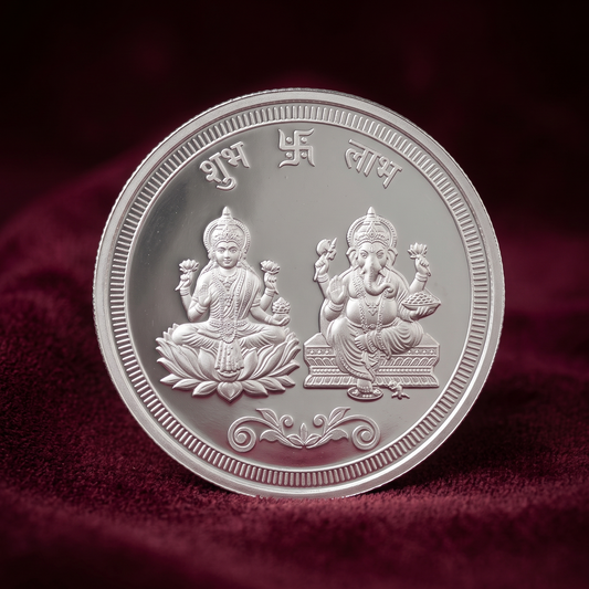 999 Pure Silver Round Laxmi-Ganesh "Shubh Labh" Coin 5 Gm
