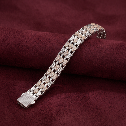 Aurelia Two-Tone Pavé Link Bracelet in 925 Sterling Silver