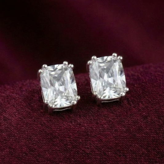 Radiant Cushion Cut 925 Silver Studs