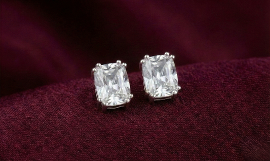 Radiant Cushion Cut 925 Silver Studs