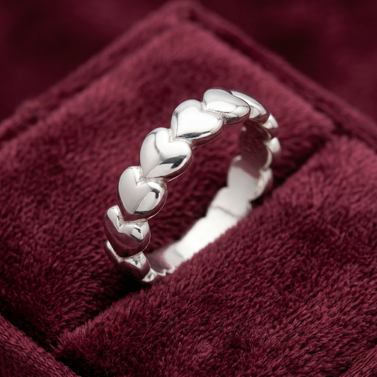 Amour Puffy Heart Eternity Band – Premium 925 Silver