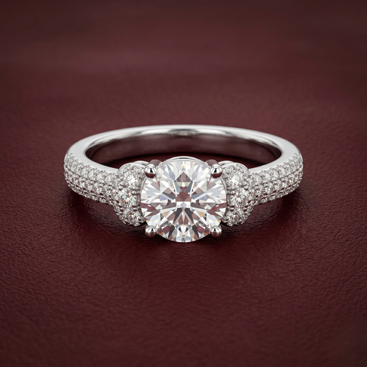 Sovereign Grand Solitaire Trio Ring – Premium 925 Silver