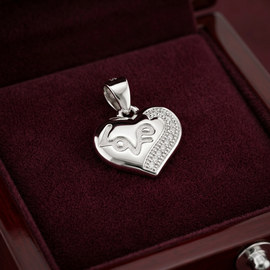Eternal Love Script Heart 925 Silver Pendant
