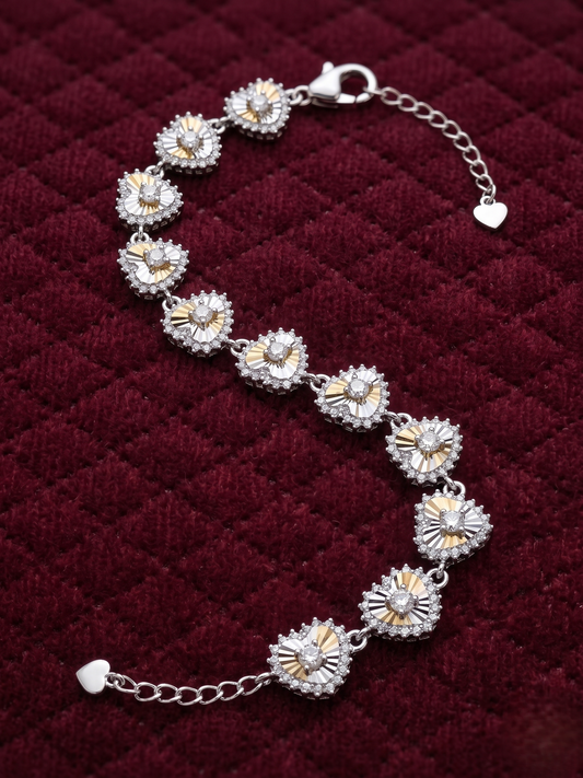 Heart Halo 925 Sterling Silver Bracelet