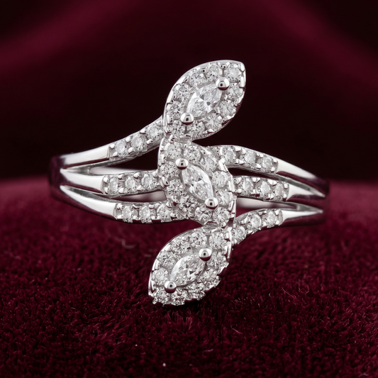 Marquise Flora Bypass Statement Ring – Premium 925 Silver