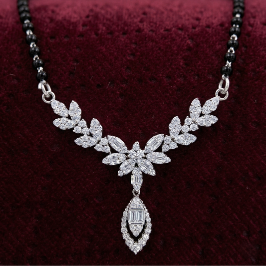 Floral Brilliance 925 Silver Mangalsutra