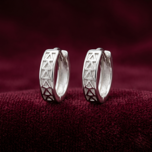 Geometric Triangle 925 Sterling Silver Hoop Earrings
