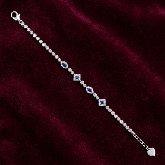 Royal Sapphire-Blue Halo 925 Sterling Silver Bracelet