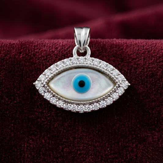 Marquise Halo Evil Eye 925 Sterling Silver Pendant