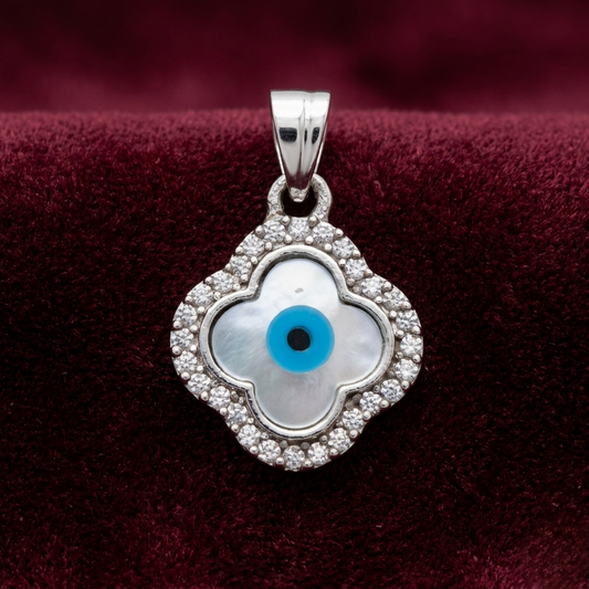 Guardian Clover Evil Eye 925 Sterling Silver Pendant