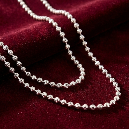 Luminous Textured Bead 925 Silver Chain