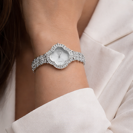 Radiant Clover Jeweled 925 silver Watch