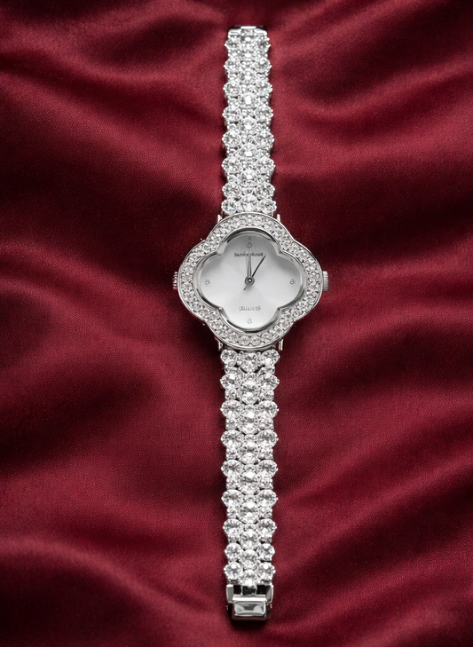 Radiant Clover Jeweled 925 silver Watch
