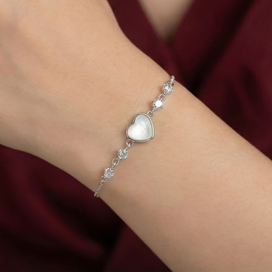 Heart Link 925 Silver Bracelet