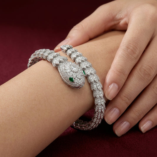 Imperial Serpent Pavé 925 Sterling Silver Wrap Bracelet