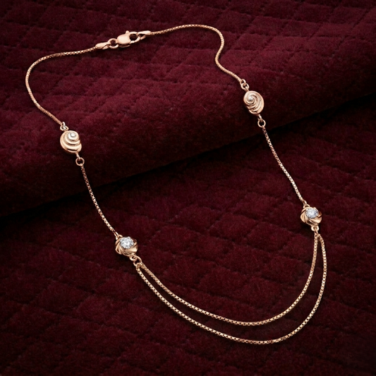Rose Elegance Double-Layered 925 Silver Chain