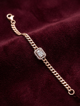 Emerald-Halo Curb Link 925 Silver Bracelet