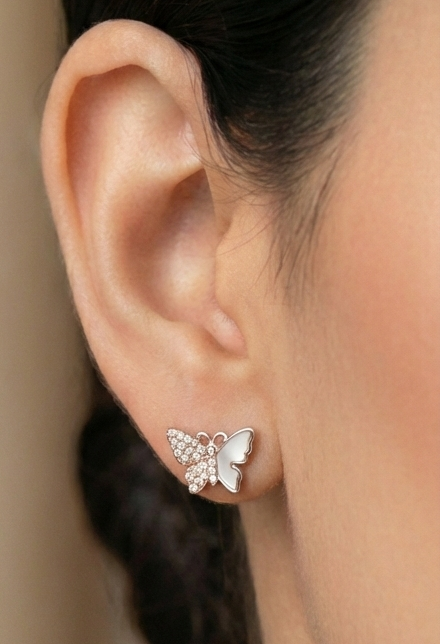 Enchanted Dual-Tone Butterfly 925 Silver Studs
