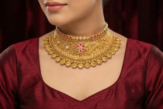 Signature Antique Gold-Plated 925 Silver Bridal Choker