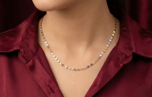 Aurora Tri-Color Flat Link 925 Silver Chain