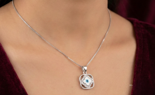 Clover Evil Eye 925 Silver Pendant