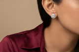 Majestic Double Halo Square 925 Silver Studs