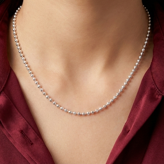 Luminous Textured Bead 925 Silver Chain