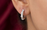 Elegant Segmented Pavé Huggie Hoop 925 Silver Earrings