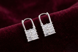 Geometric Baguette Crystal Drop 925 Silver Earrings