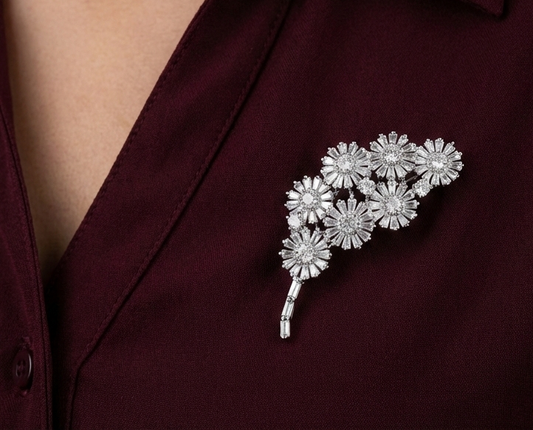 Floral Statement 925 Silver Brooch