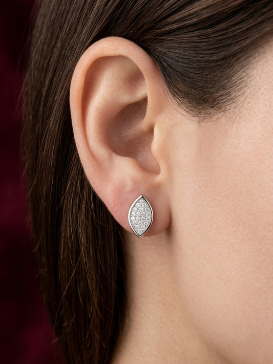 Luminous Marquise Pavé 925 Silver Studs